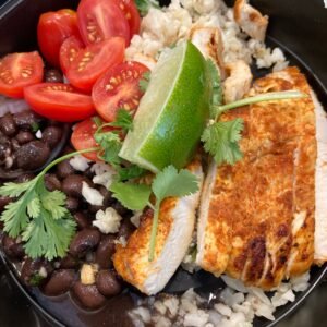 Chili Lime Chicken Bowl with Black Beans and Riced Cauliflower