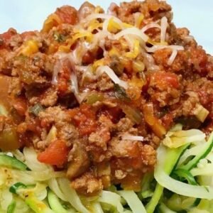 Chicken Bolognese with Spiralized Zucchini Noodles